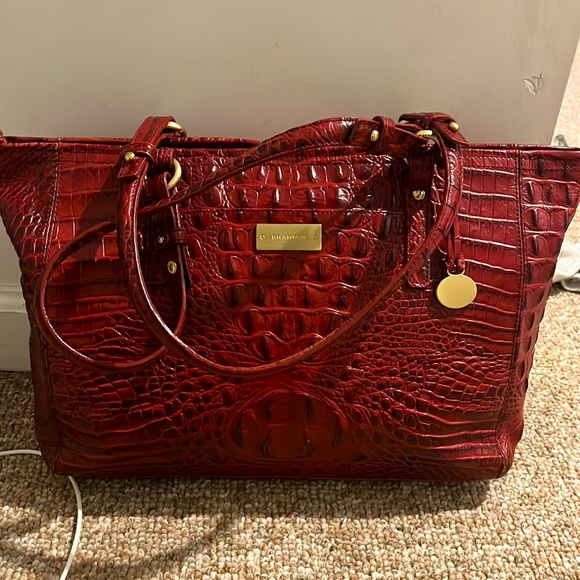 Brahmin Handbags - Brahmin Red Crocodile-Embossed Shoulder Bag